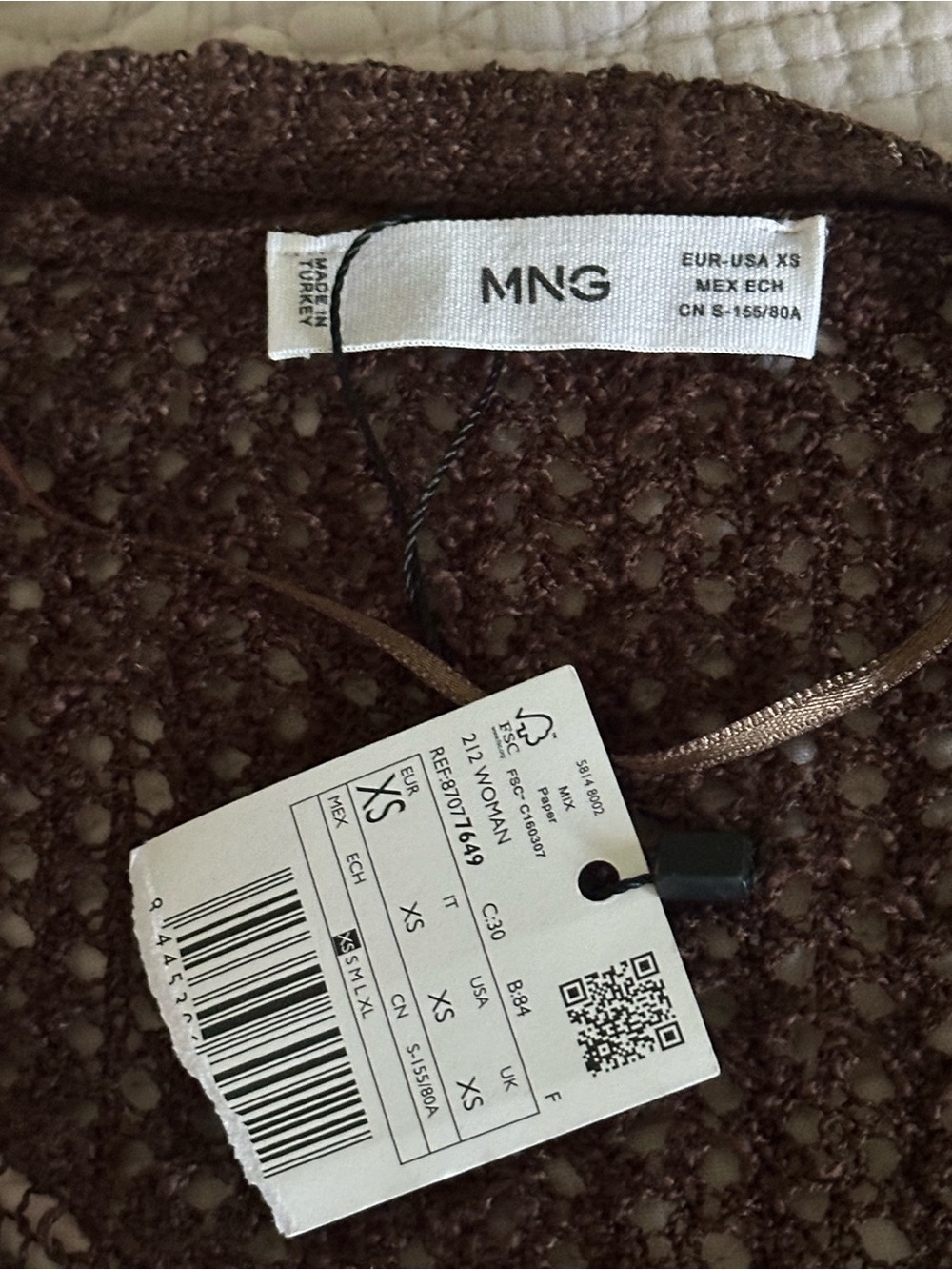 Mango Brown Crochet Cardigan